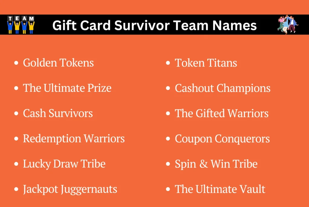 Gift Card Survivor Team Names