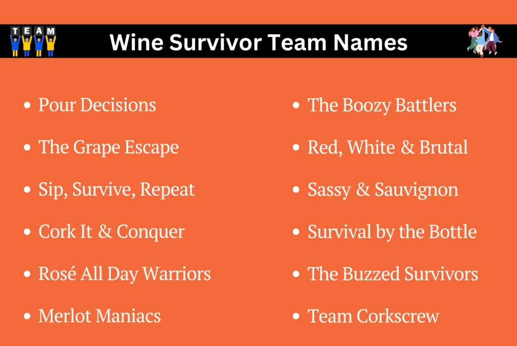 Wine Survivor Team Names