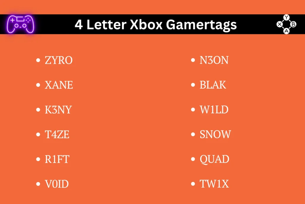 4 Letter Xbox Gamertags