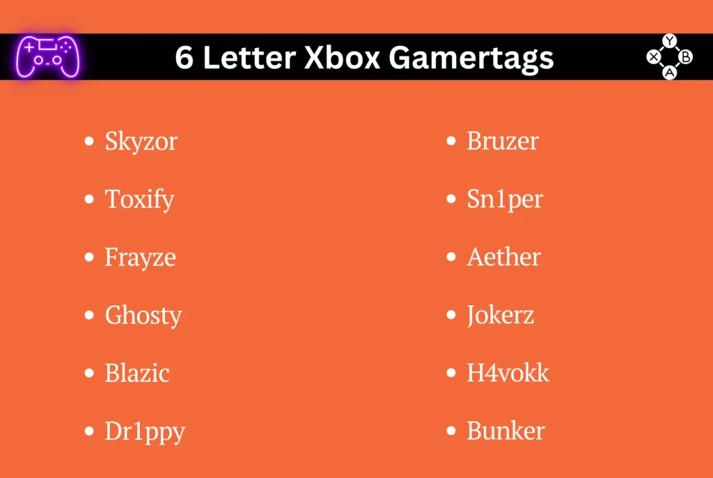 6 Letter Xbox Gamertags