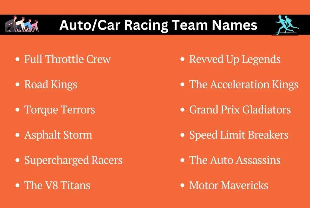 AutoCar Racing Team Names