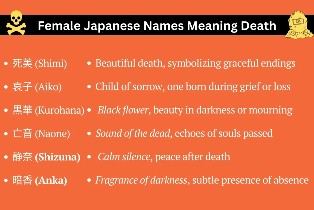 Female Japanese Names Meaning Death