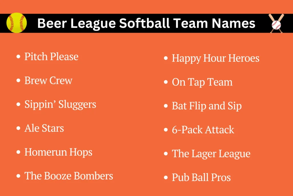 Beer League Softball Team Names