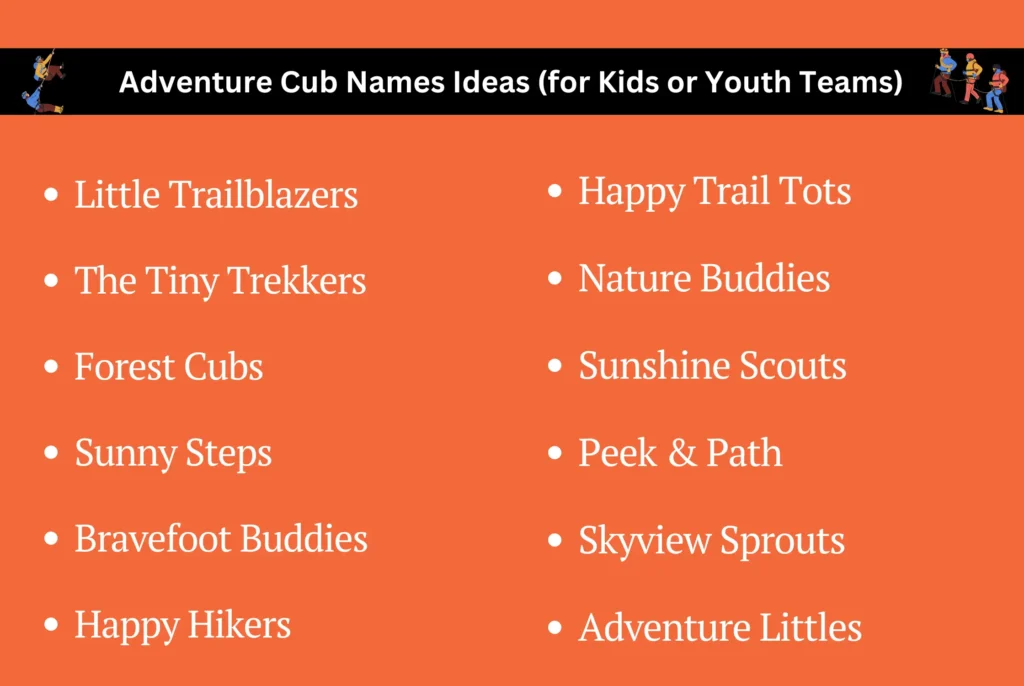 Adventure Cub Names Ideas (for Kids or Youth Teams)