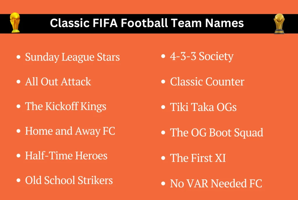 Classic FIFA Football Team Names