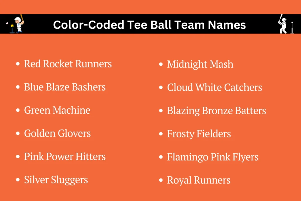 Color-Coded Tee Ball Team Names