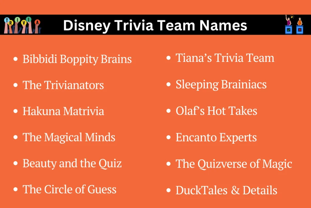 Disney Trivia Team Names