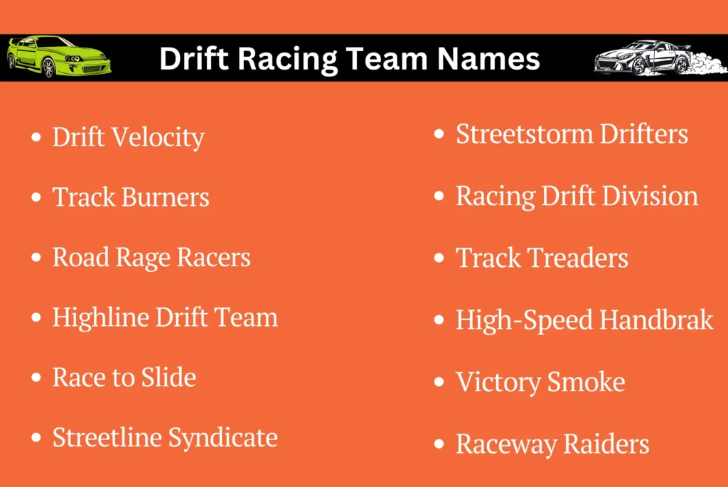 Drift Racing Team Names