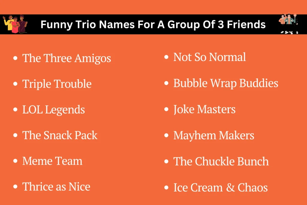 Funny Trio Names For A Group Of 3 Friends