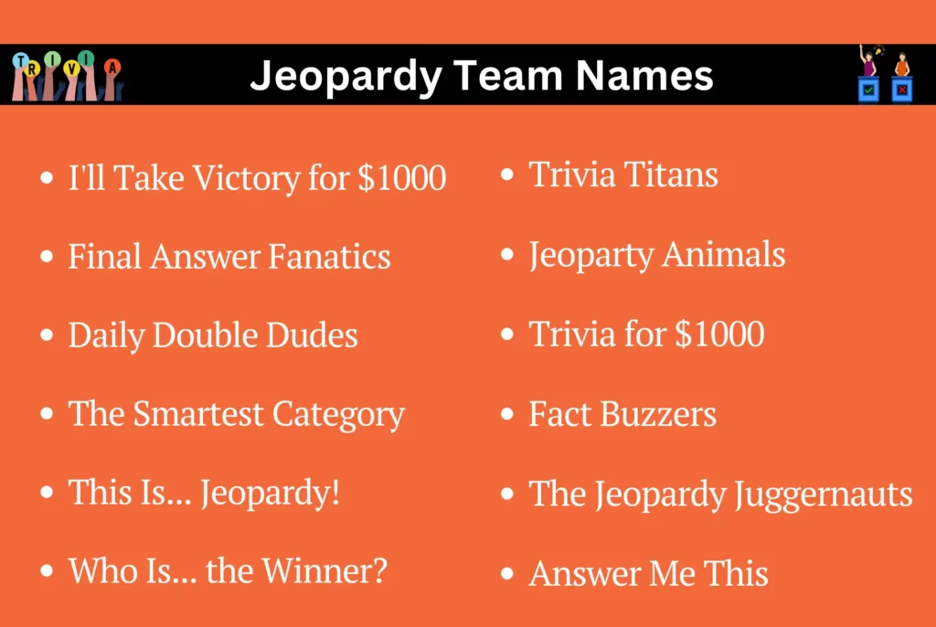Jeopardy Team Names