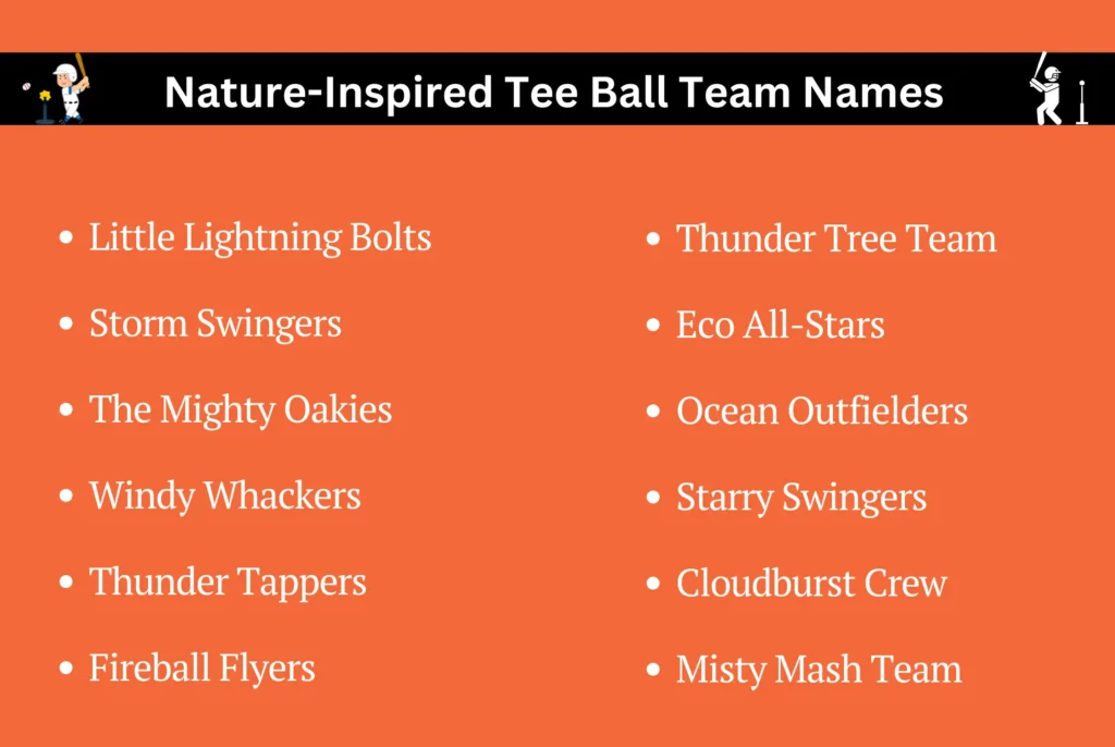 Nature-Inspired Tee Ball Team Names