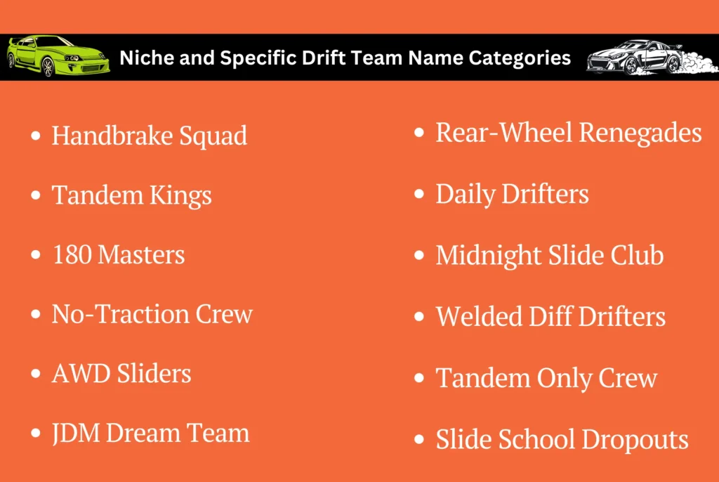 Niche and Specific Drift Team Name Categories