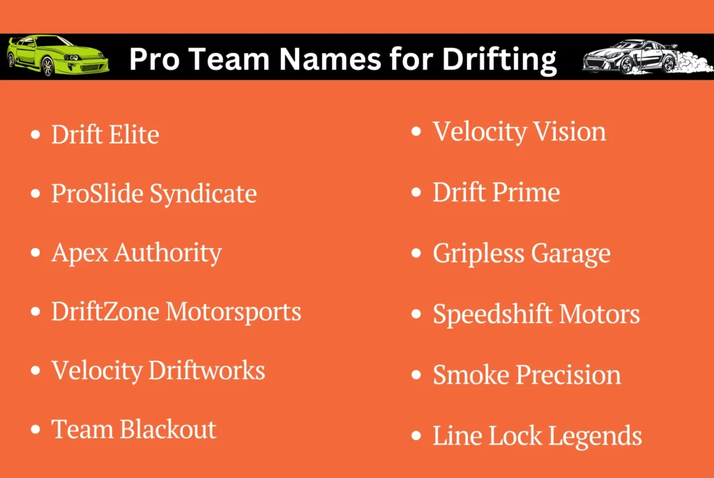 Pro Team Names for Drifting