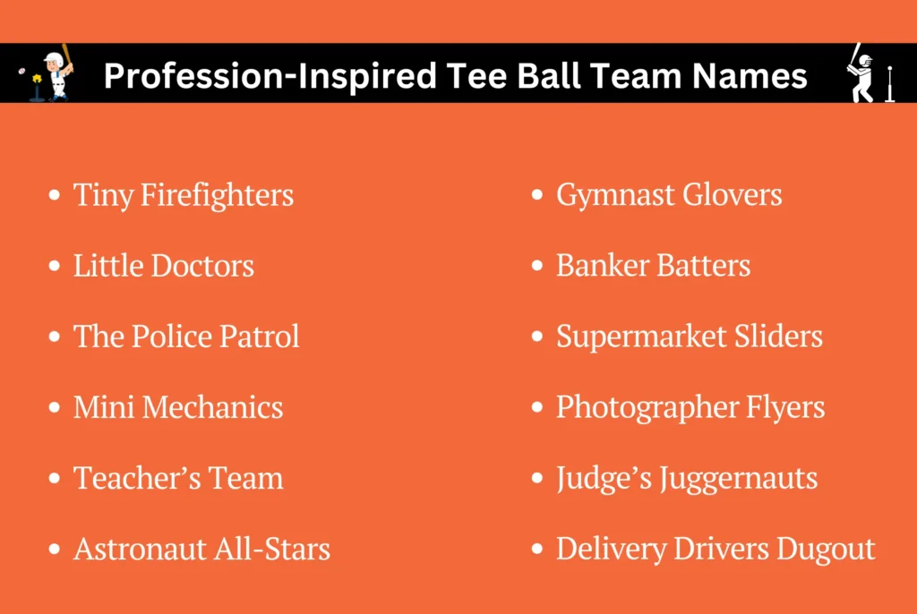 Profession-Inspired Tee Ball Team Names