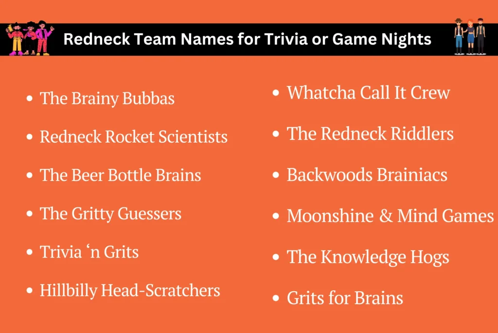 Redneck Team Names for Trivia or Game Nights