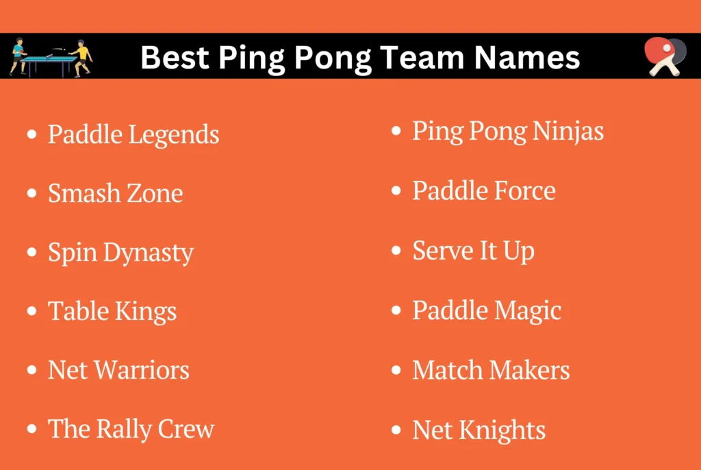 Best Ping Pong Team Names