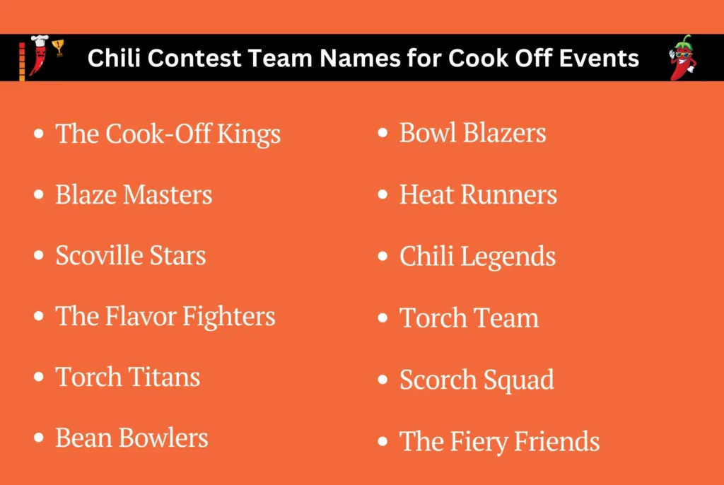Chili Contest Team Names for Cook Off Events
