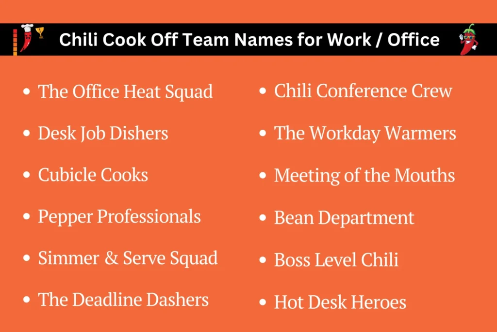 Chili Cook Off Team Names for Work Office