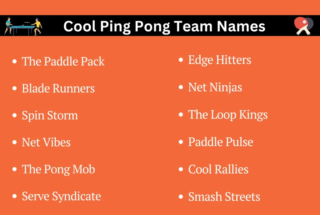 Cool Ping Pong Team Names
