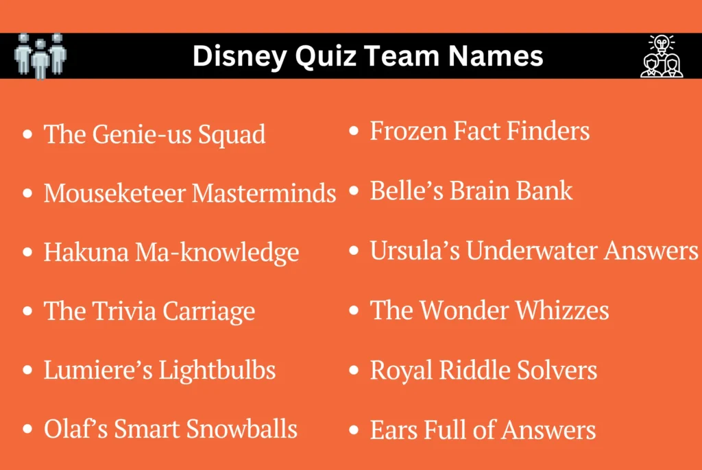 Disney Quiz Team Names