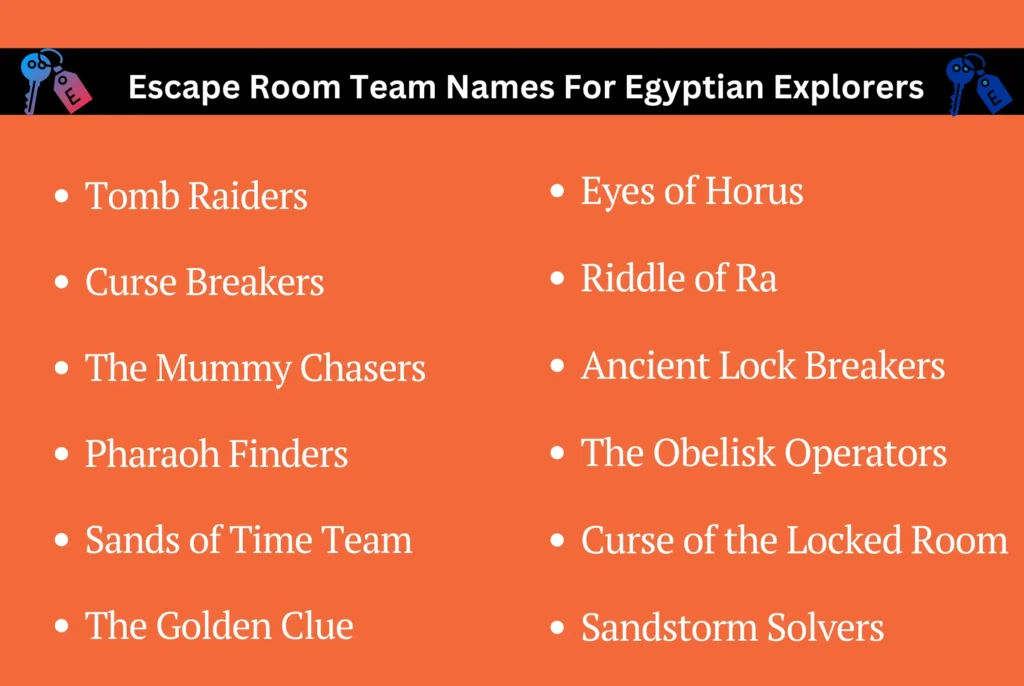 Escape Room Team Names For Egyptian Explorers