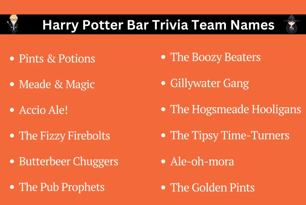 Harry Potter Bar Trivia Team Names