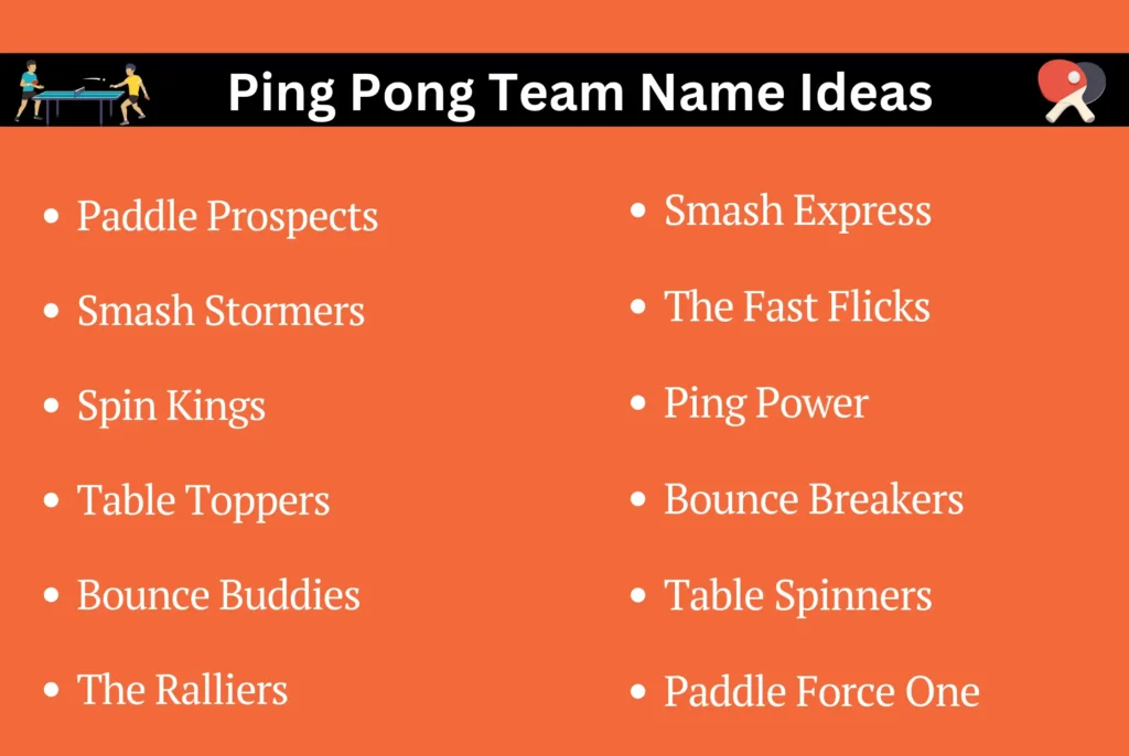 Ping Pong Team Name Ideas