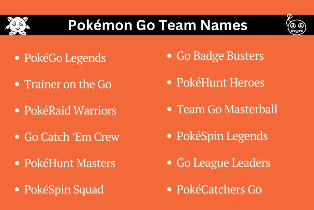 Pokémon Go Team Names