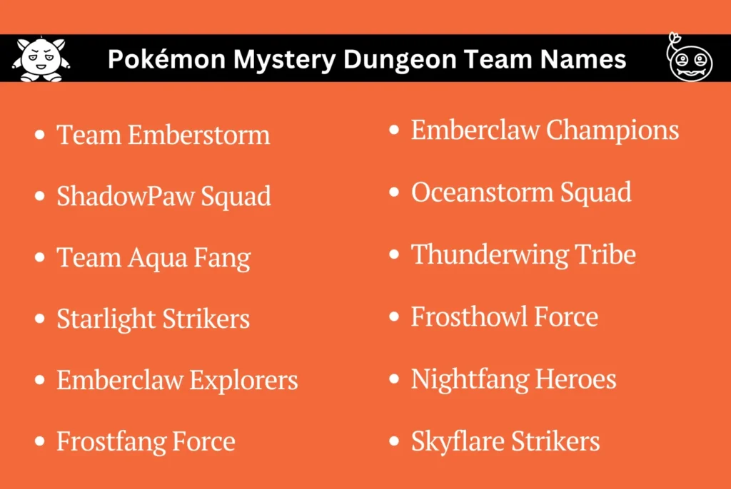 Pokémon Mystery Dungeon Team Names