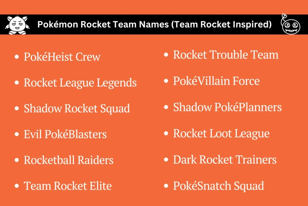Pokémon Rocket Team Names (Team Rocket Inspired)