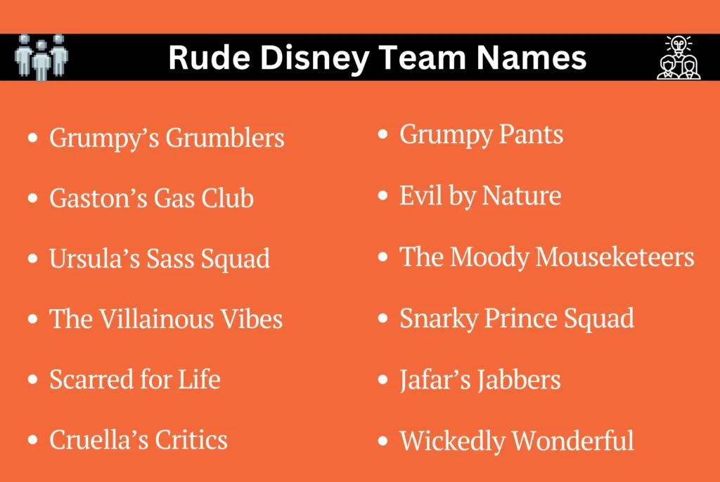Rude Disney Team Names