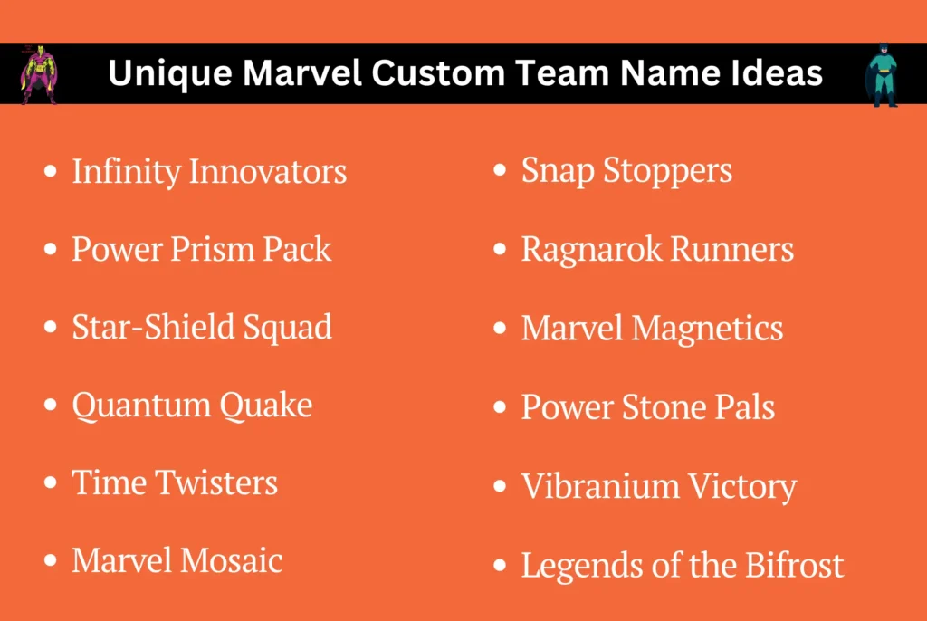 Unique Marvel Custom Team Name Ideas
