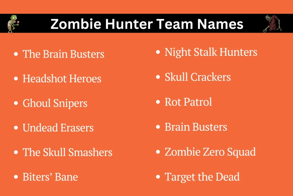 Zombie Hunter Team Names
